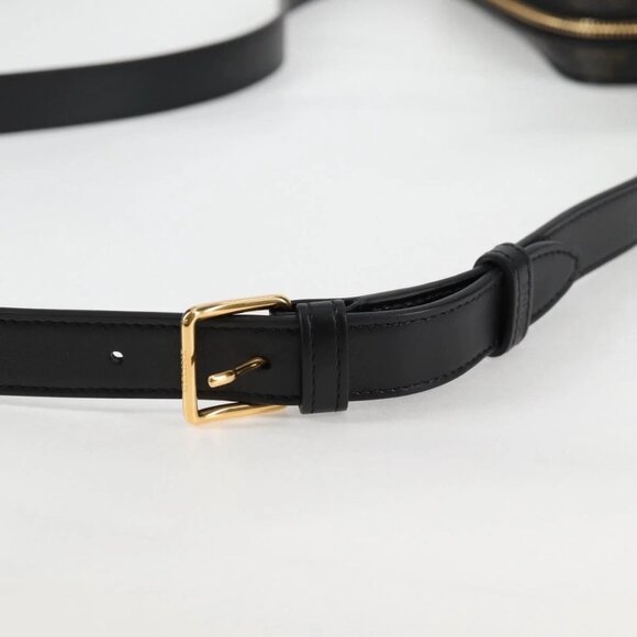 CELINE Triomphe Shoulder Bag PVC Leather Black Gold Auth nb463M - Picture 9 of 16